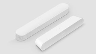 Sonos Ray and Sonos Beam side by side against grey background