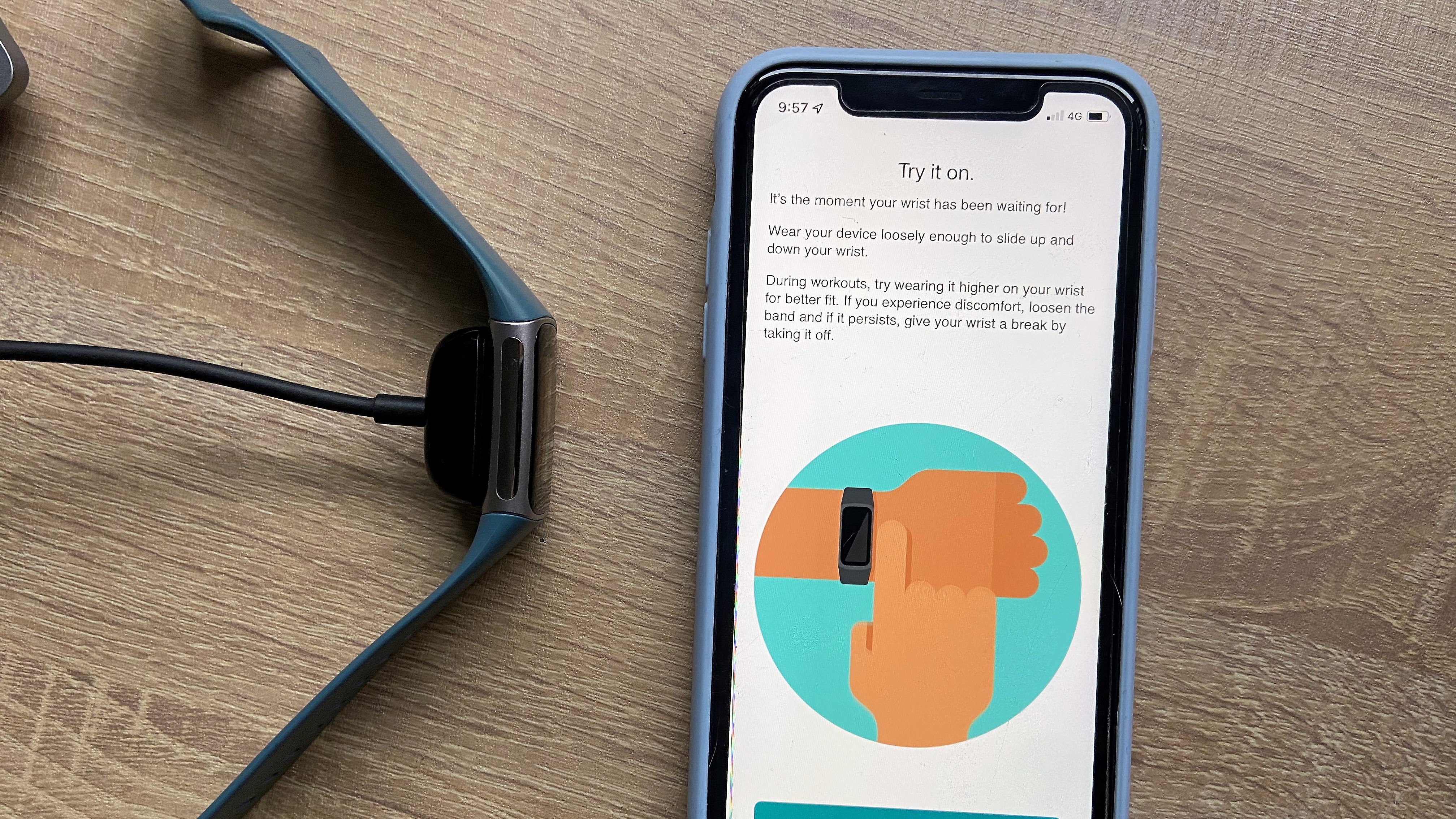 A photo of the fitbit charge 5 set up process