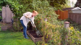 Woman doing yard work