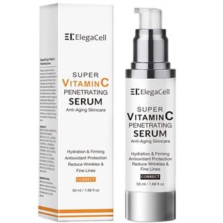 Elegacell Super C Serum für Frauen über 70 – Fortschrittliches Anti-Aging-Vitamin-C-Gesichtsserum, Super-Vitamin-C-durchdringendes Serum für reife Haut, All-in-One-Formel, 1,69 Fl Oz