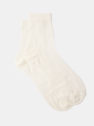 Ribbed-silk ankle socks