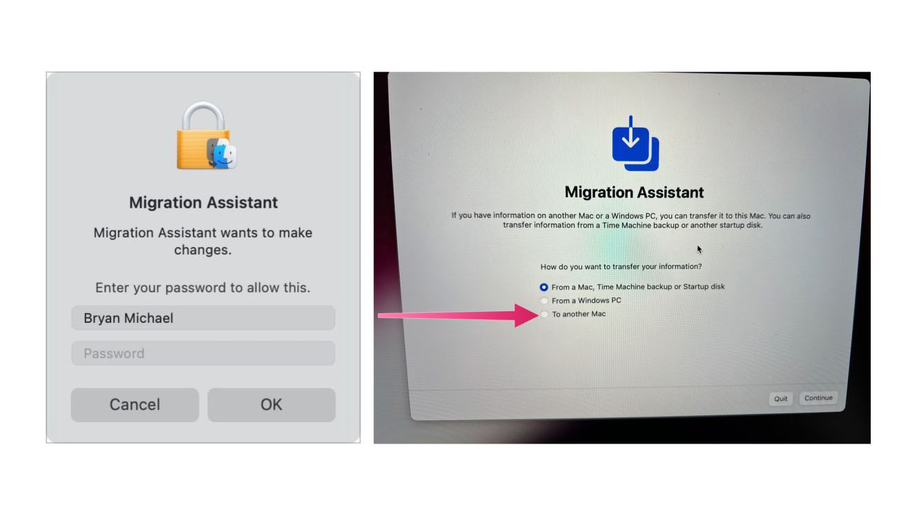 A screenshot of Apple's Migration Assistant