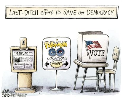 &nbsp;Political cartoon U.S Pokemon Go in voting machines