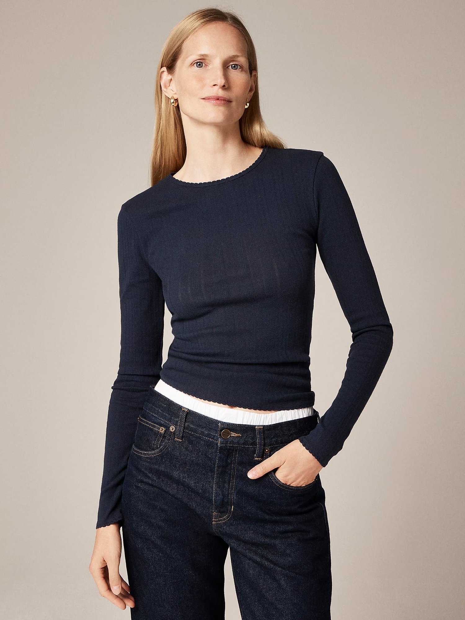 J.Crew, New Pointelle Long-Sleeve T-Shirt