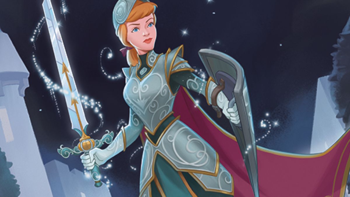 Disney Lorcana Cinderella card with Cinderella in knightly armor