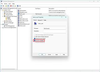 Computer Management disable account