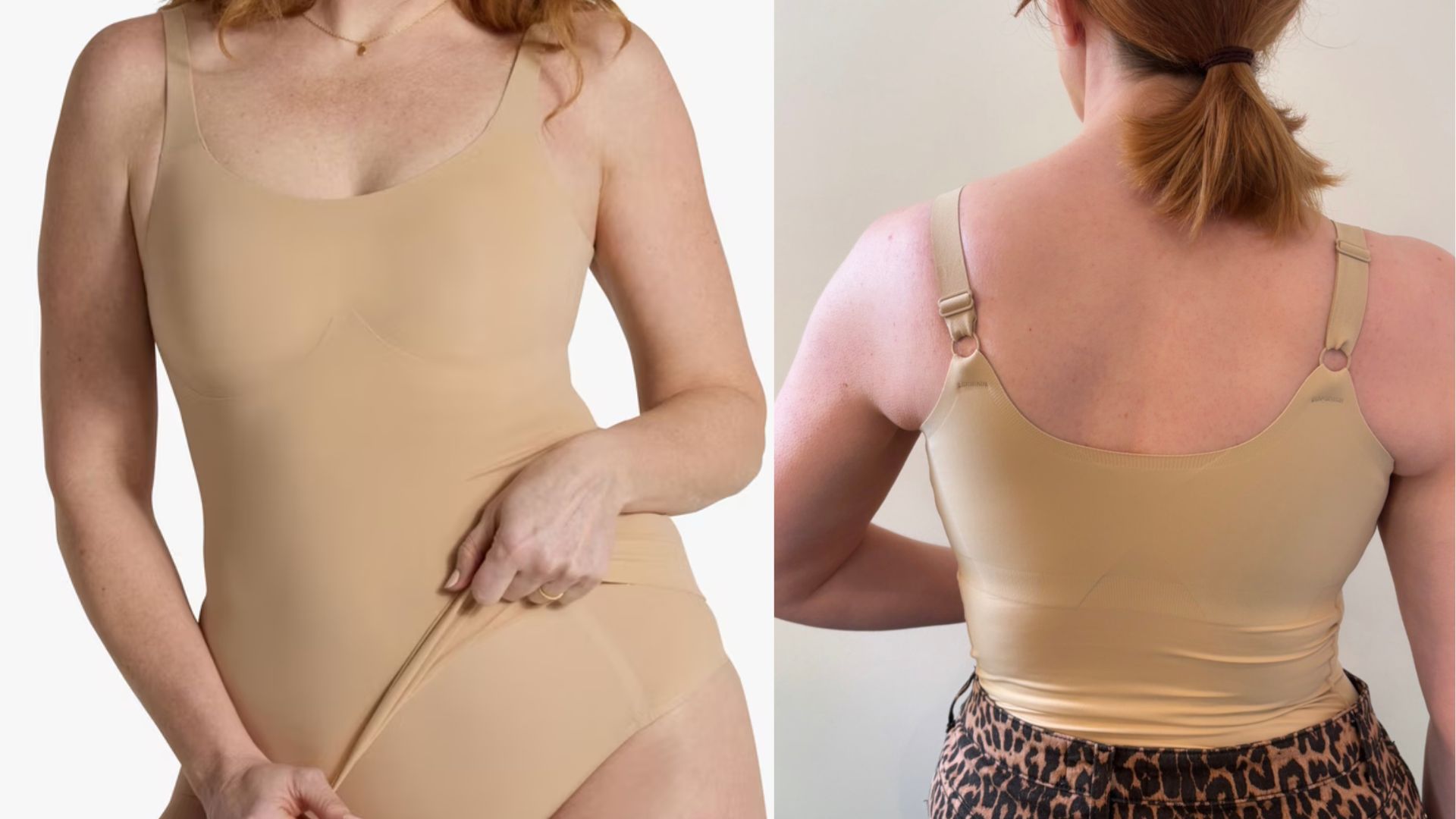 a model and matilda wearing the evelyn &amp;amp; bobbie scoop tank bra