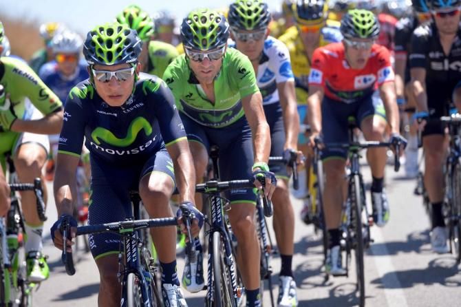 Movistar's Alejandro Valverde in the green jersey
