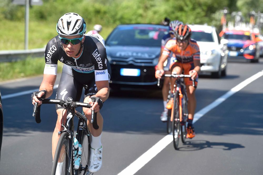 Iljo Keisse (Etixx-QuickStep), Marco Bandiera (Androni Giocattoli) and Giacomo Berlato (Nippo-Vini Fantini)