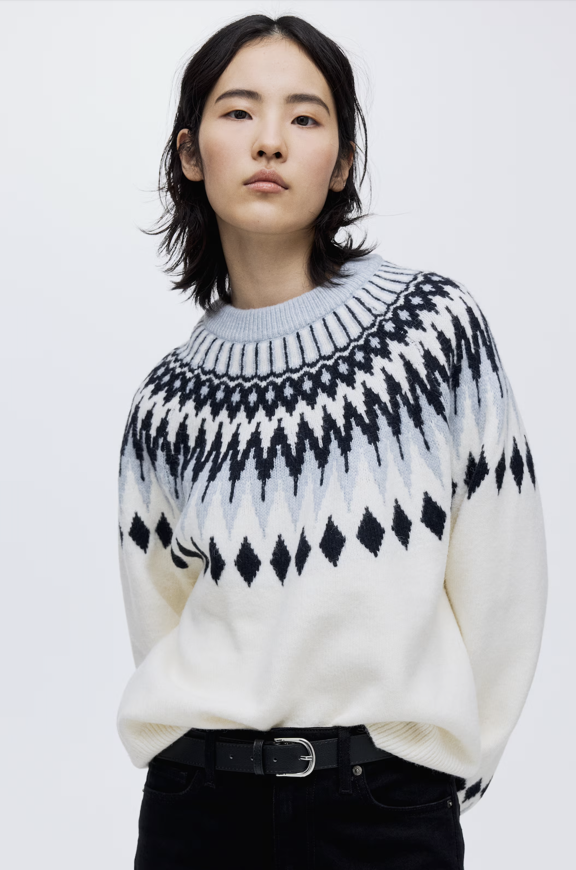 Grey Fair Isle Knitted Wool Vest