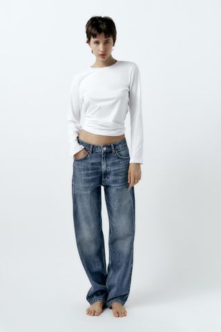 Tailored Mid Waist Balloon Jeans