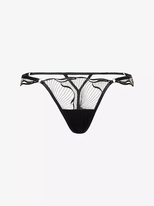 Marabel Embroidered Sheer Thong 