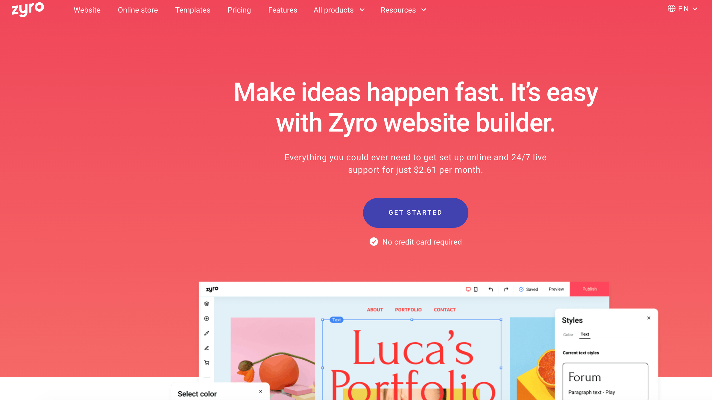 Zyro website builder