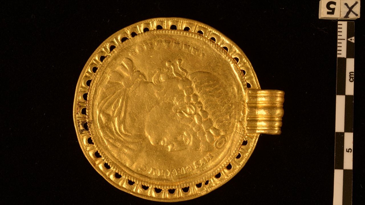 One of the bracteates from the hoard.
