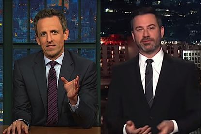 Jimmy Kimmel and Seth Meyers mock Trump