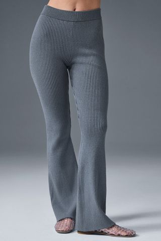 Denim Knit High-Waist Flare Pant - Steel Grey/anthracite