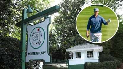 An Augusta National members only sign and Eli Manning