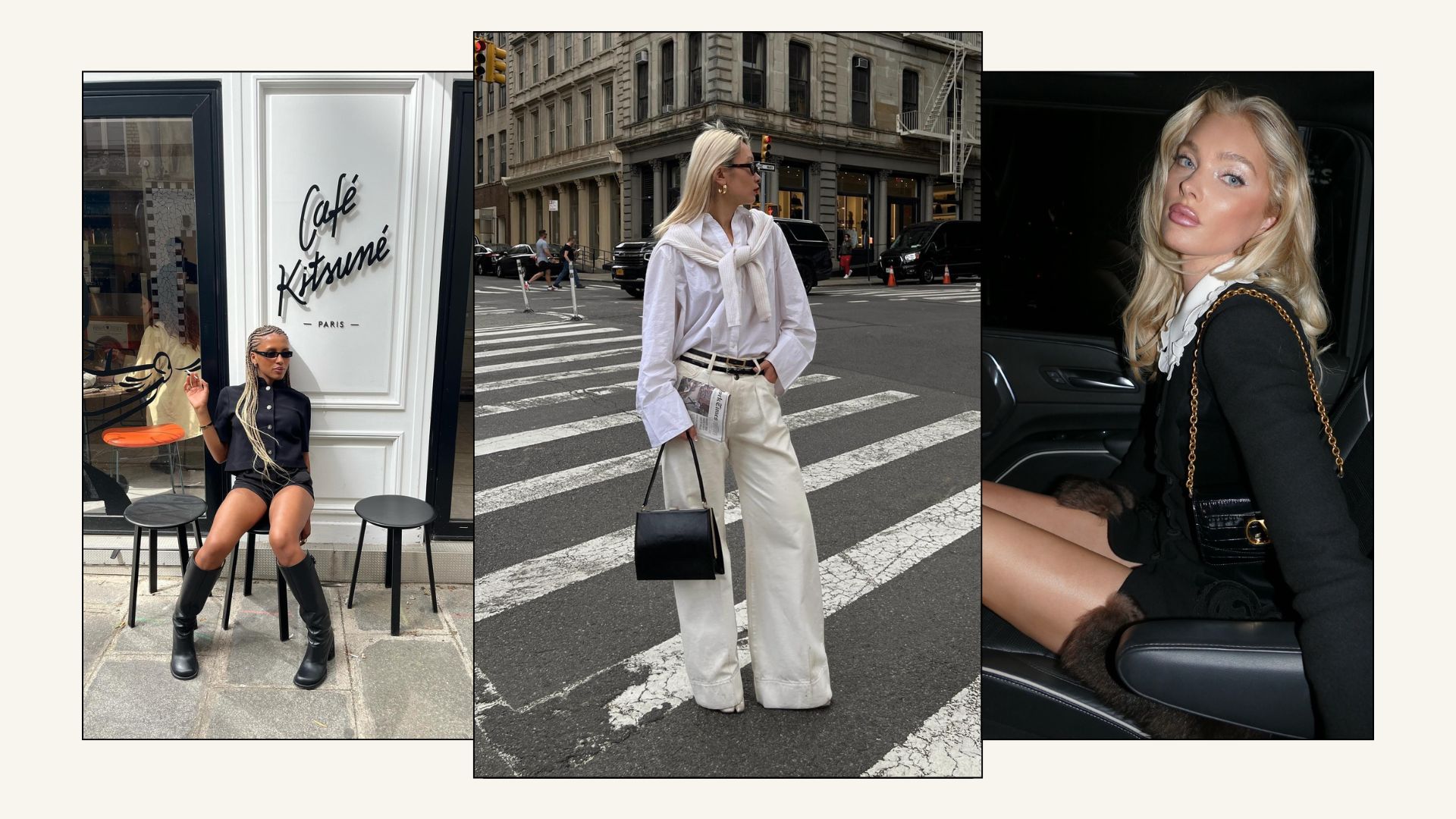A collage of stylish women with bright blonde hair