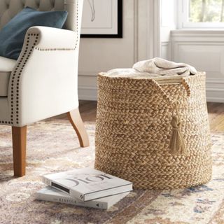 Aarya Hand-Braided Solid Color Relaxed Natural Jute Basket