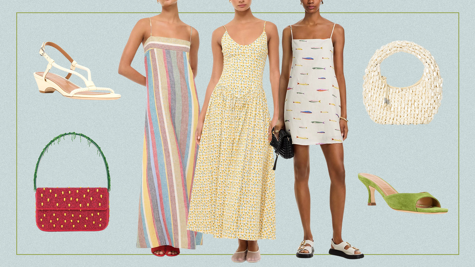 A collage of Staud clothing.