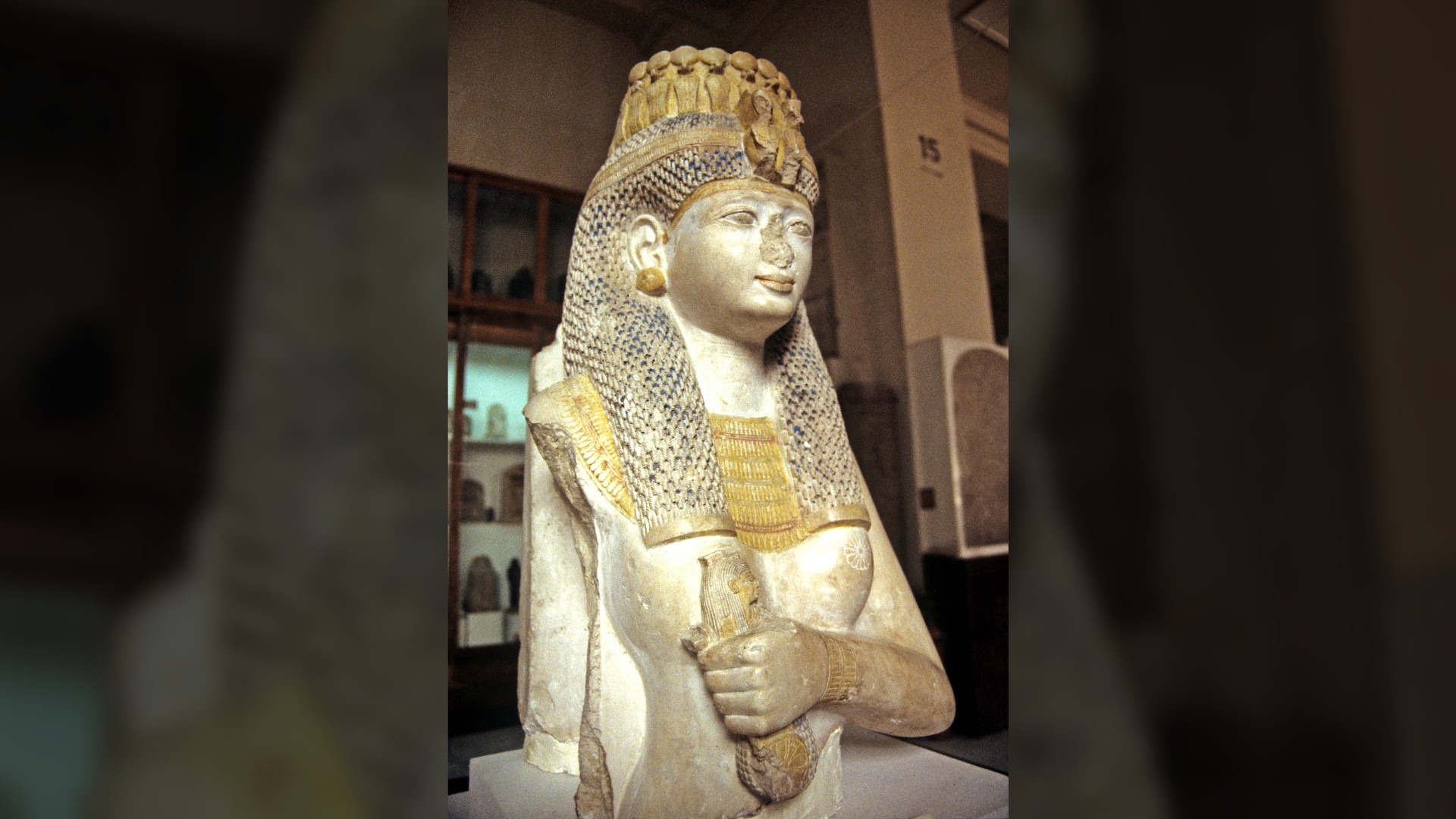 Statue of Queen Nefertiti in the Museum of Antiquities, Cairo, Egypt.
