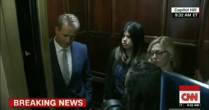 Jeff Flake confronted in elevator.