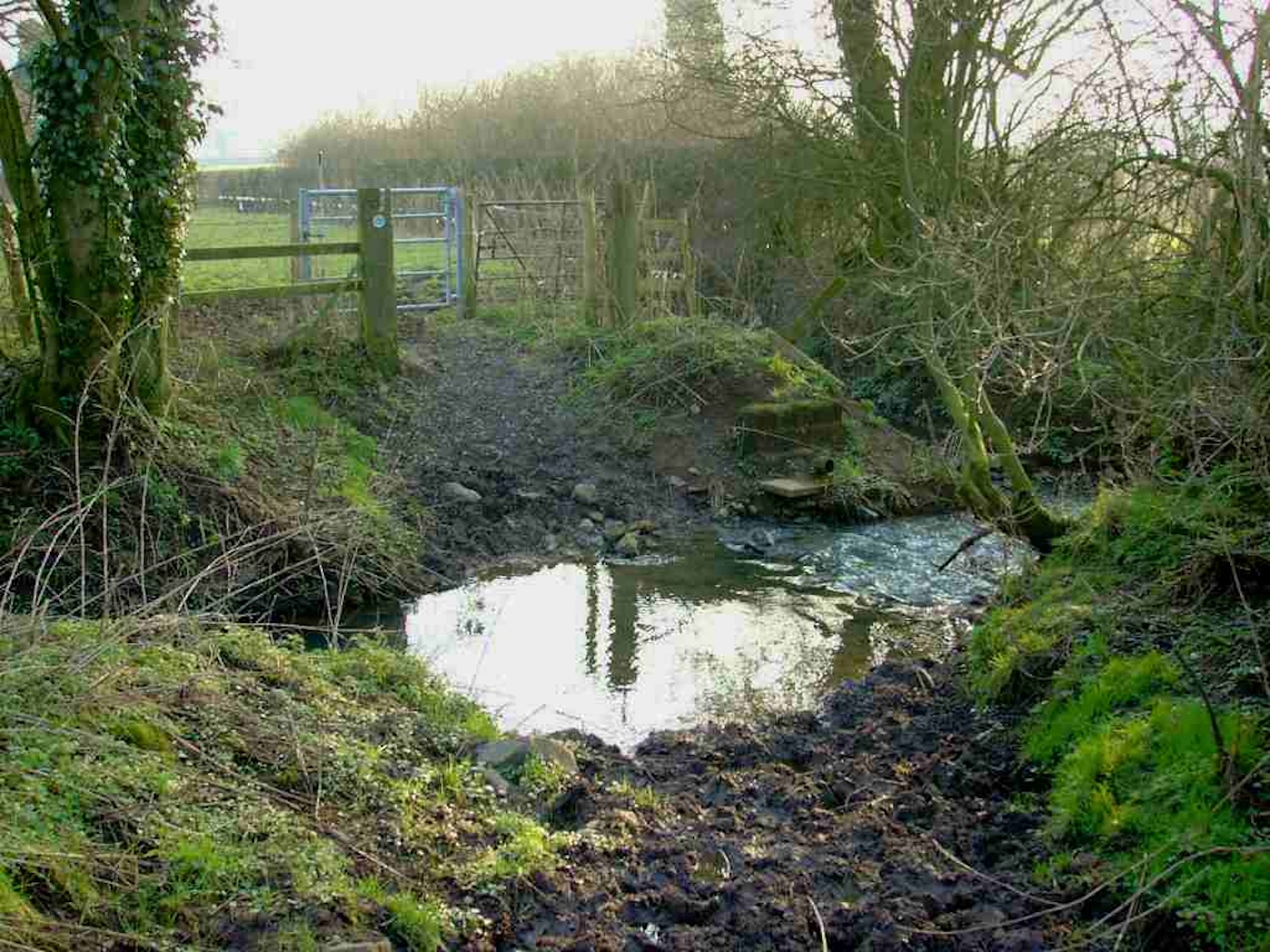 14.2.03 BEFORE looking south -muddy steep and ditch on west