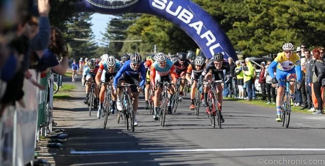 Ryan MacAnally (Wormall Civil) sprints to the stage win