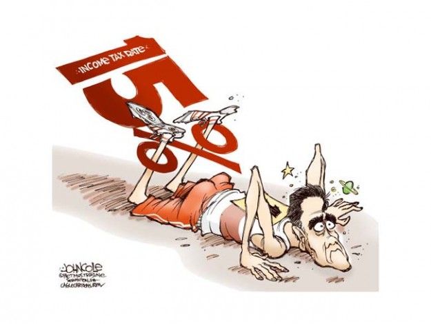 Mitt trips up