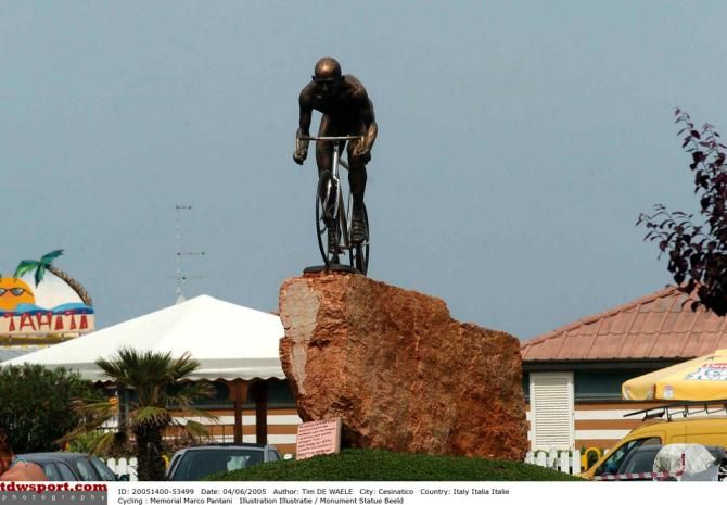 The Marco Pantani memorial in his hometown of Cesenatico
