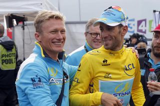 Vincenzo Nibali and Alexander Vinokourov on stage fourteen of the 2014 Tour de France