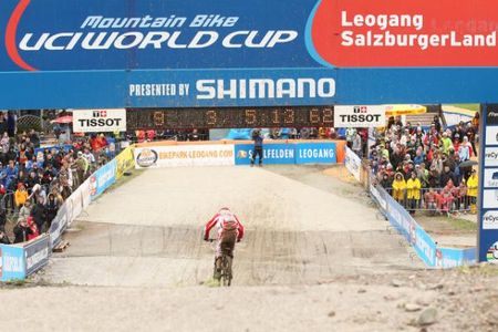 Austrian rider Petra Bernhard heads to the finish