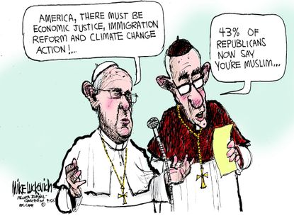 Editorial cartoon Pope U.S. visit