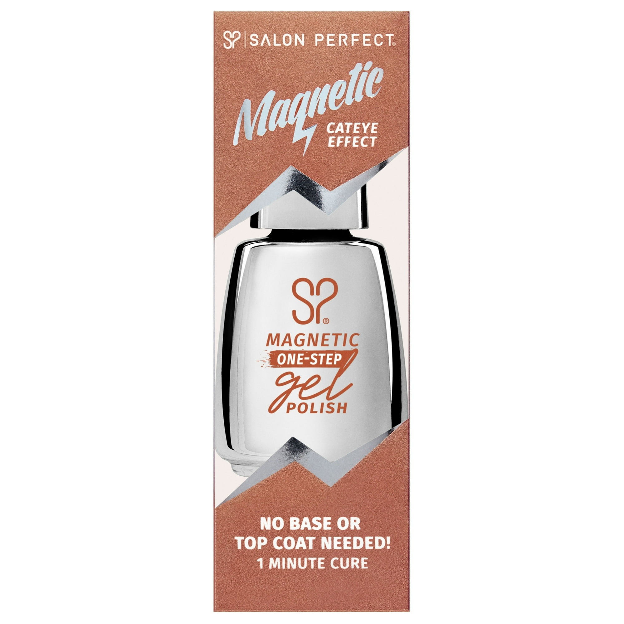 Salon Perfect, Salon Perfect Magnetic One Step Gel Nail Polish + Magnet Tool, Gold, Bronze Glitter Cat Eye, 0.5 Fl Oz