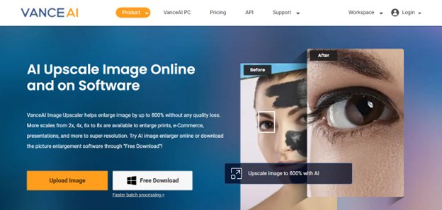 Website screenshot for VanceAI
