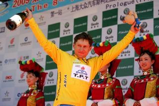 Andrey Mizurov (Tabriz) in the yellow jersey after day one.