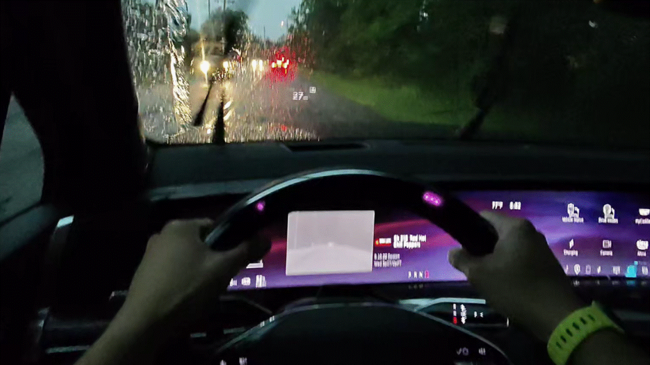 Animations showing night vision camera working in 2025 Cadillac Escalade IQ.