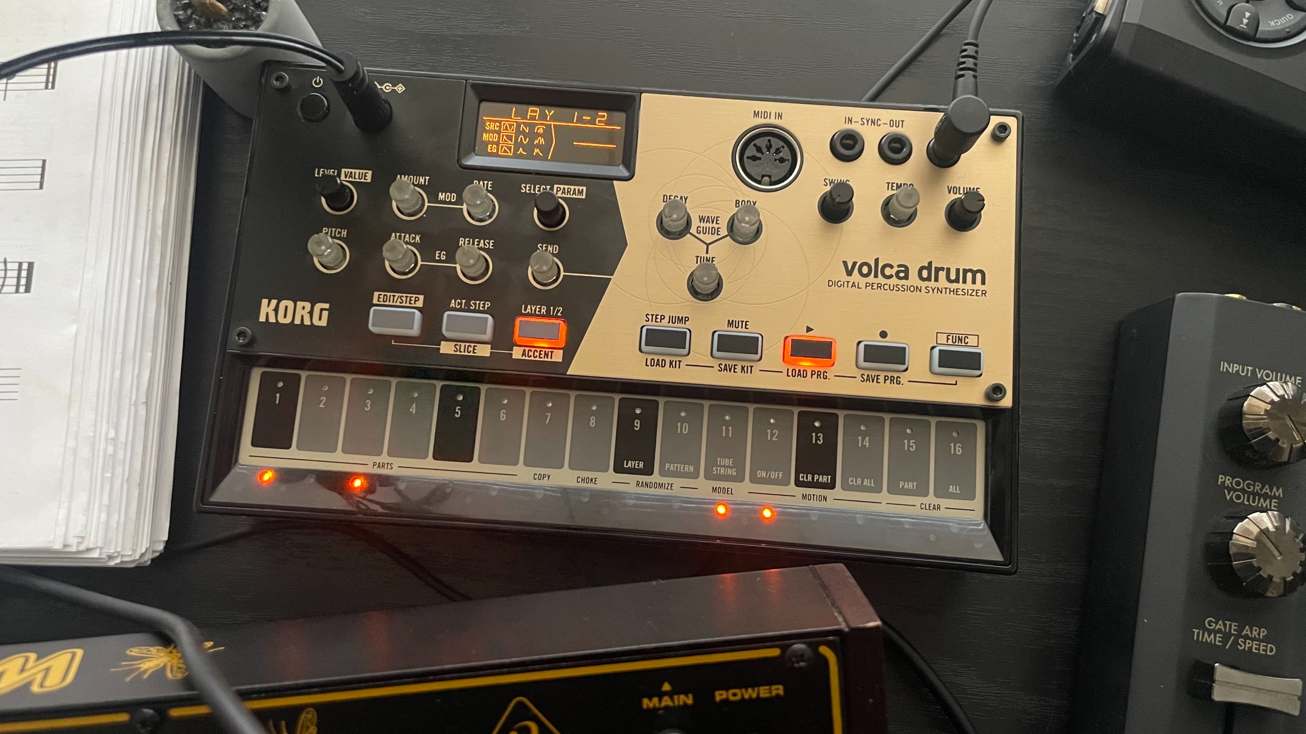A Korg Volca Drum synthesizer. 