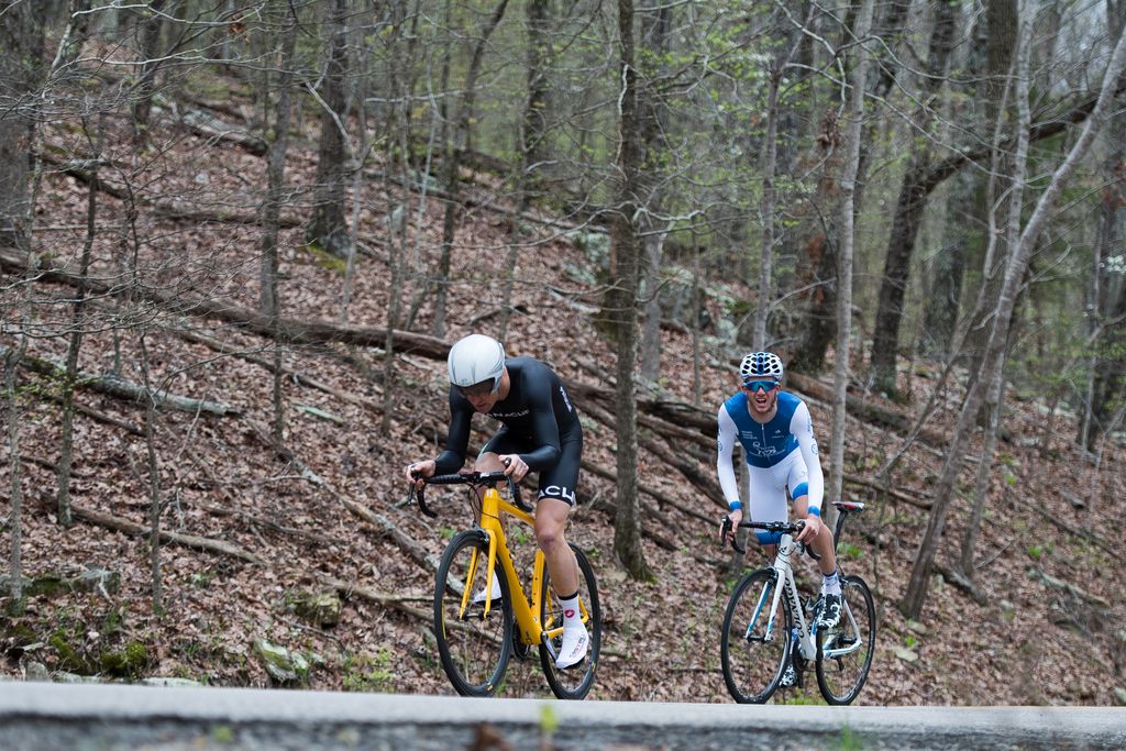 A Novo Nordisk rider gets passed