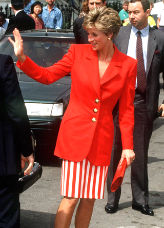 The Princess of Wales leaves a detoxification centre in Lambeth, south London, May 1991