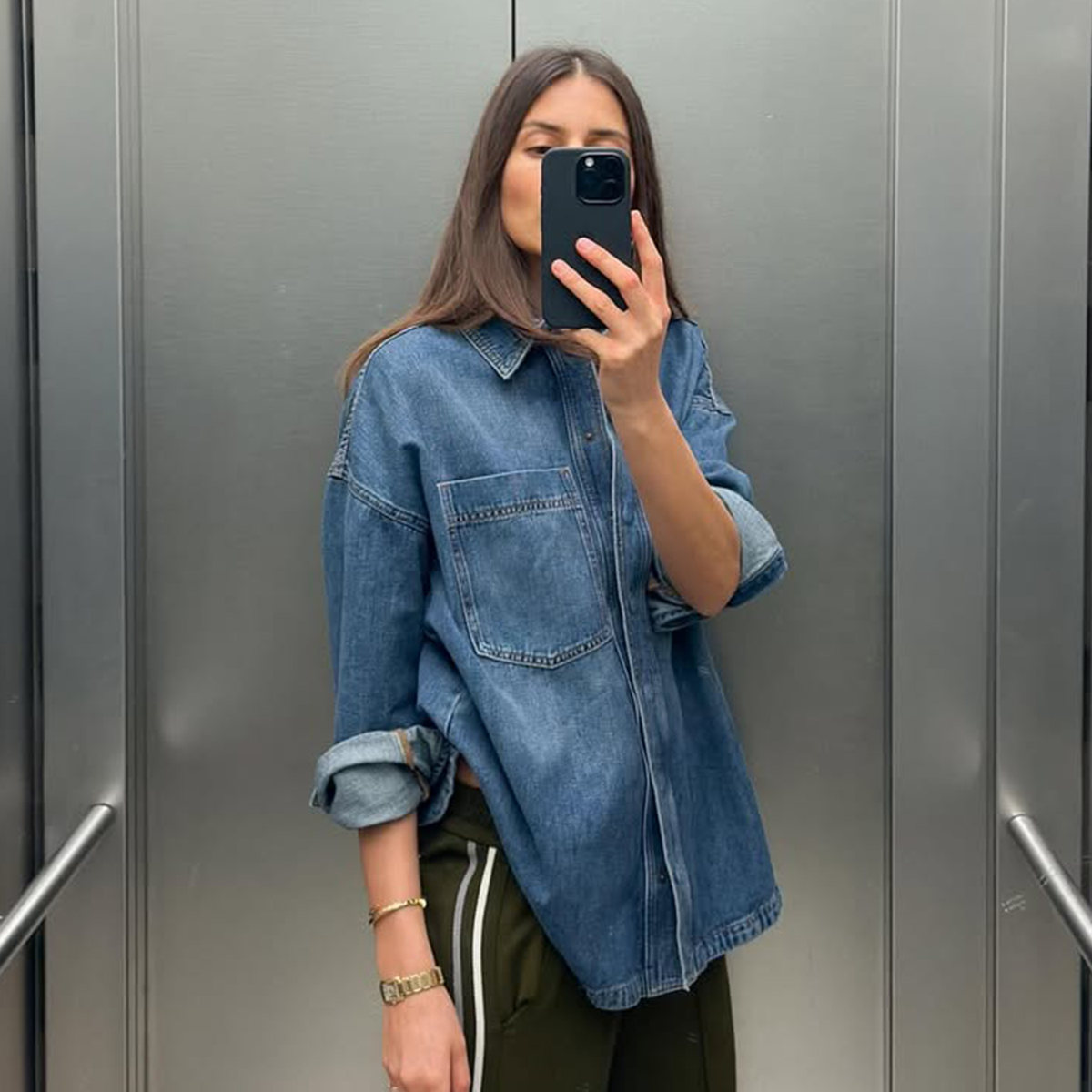 influencer wearing the track pants trend