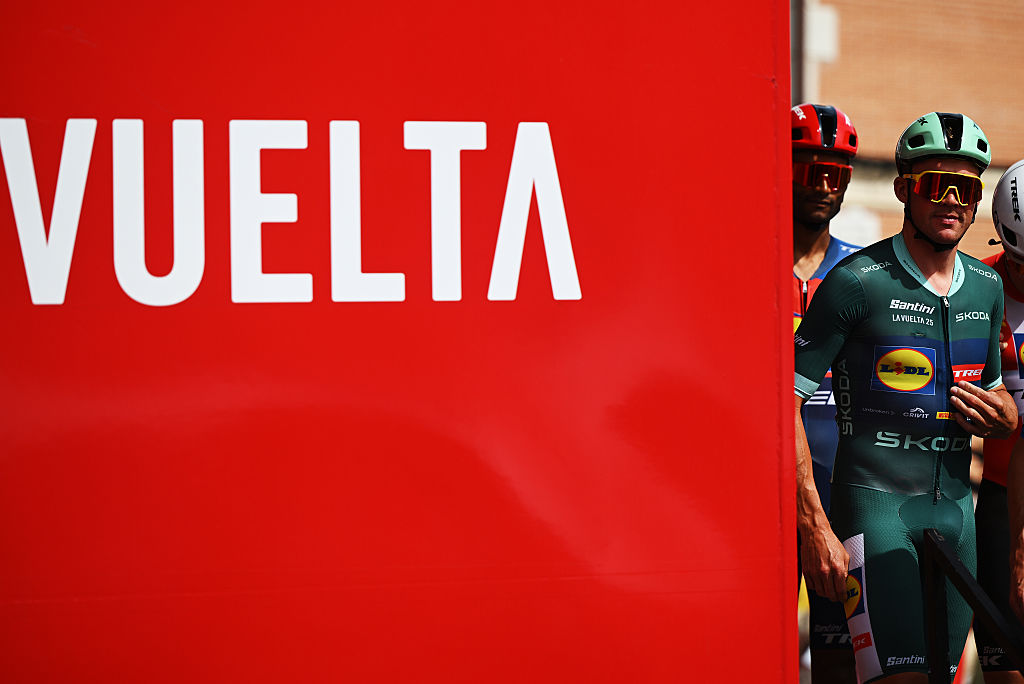 RUEDA, SPAIN - SEPTEMBER 12: Mads Pedersen of Denmark and Team Lidl - Trek - Green Points Jersey prior to the La Vuelta - 80th Tour of Spain 2025, Stage 19 a 161.9km stage from Rueda to Guijuelo/ #UCIWT / on September 12, 2025 in Rueda, Spain. (Photo by Dario Belingheri/Getty Images)
