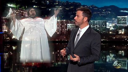 Jimmy Kimmel talks with the ghost of Luciano Pavarotti