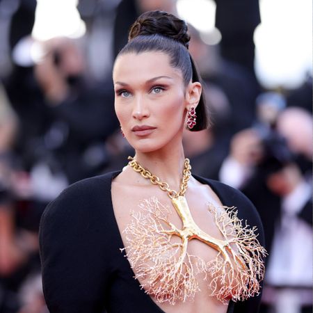 An image of Bella Hadid at the 2021 Cannes Film Festival, one of the best looks of all time.