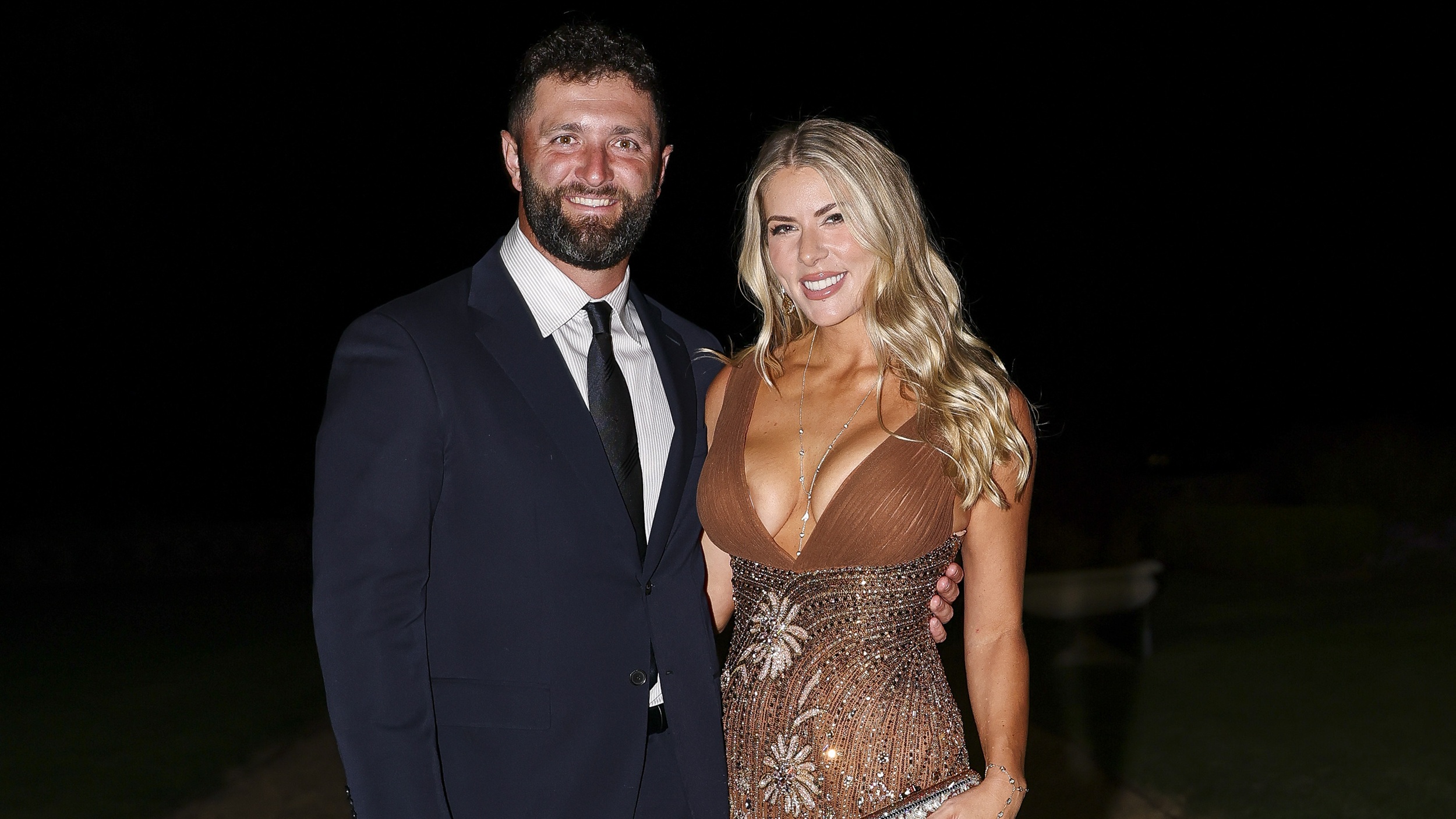 Jon Rahm and wife Kelley attend the Ryder Cup gala dinner
