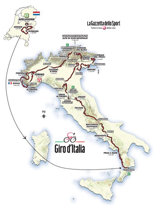 Giro d'Italia 2016: Full race map