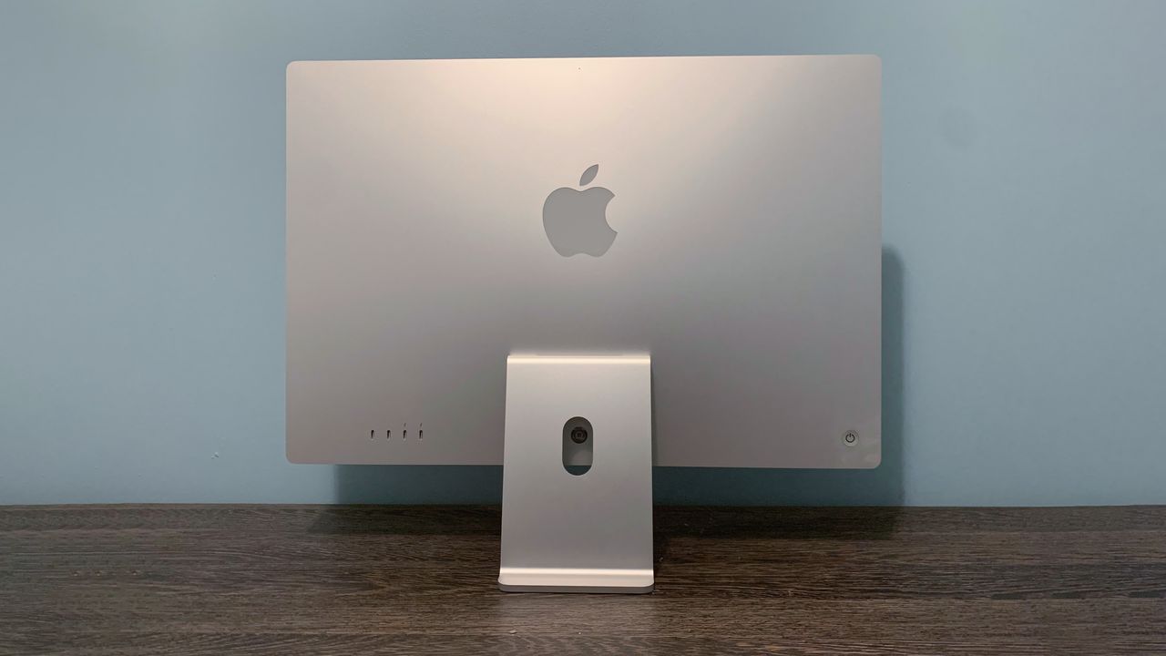 A photograph of the rear of the 24in 2021 Apple iMac