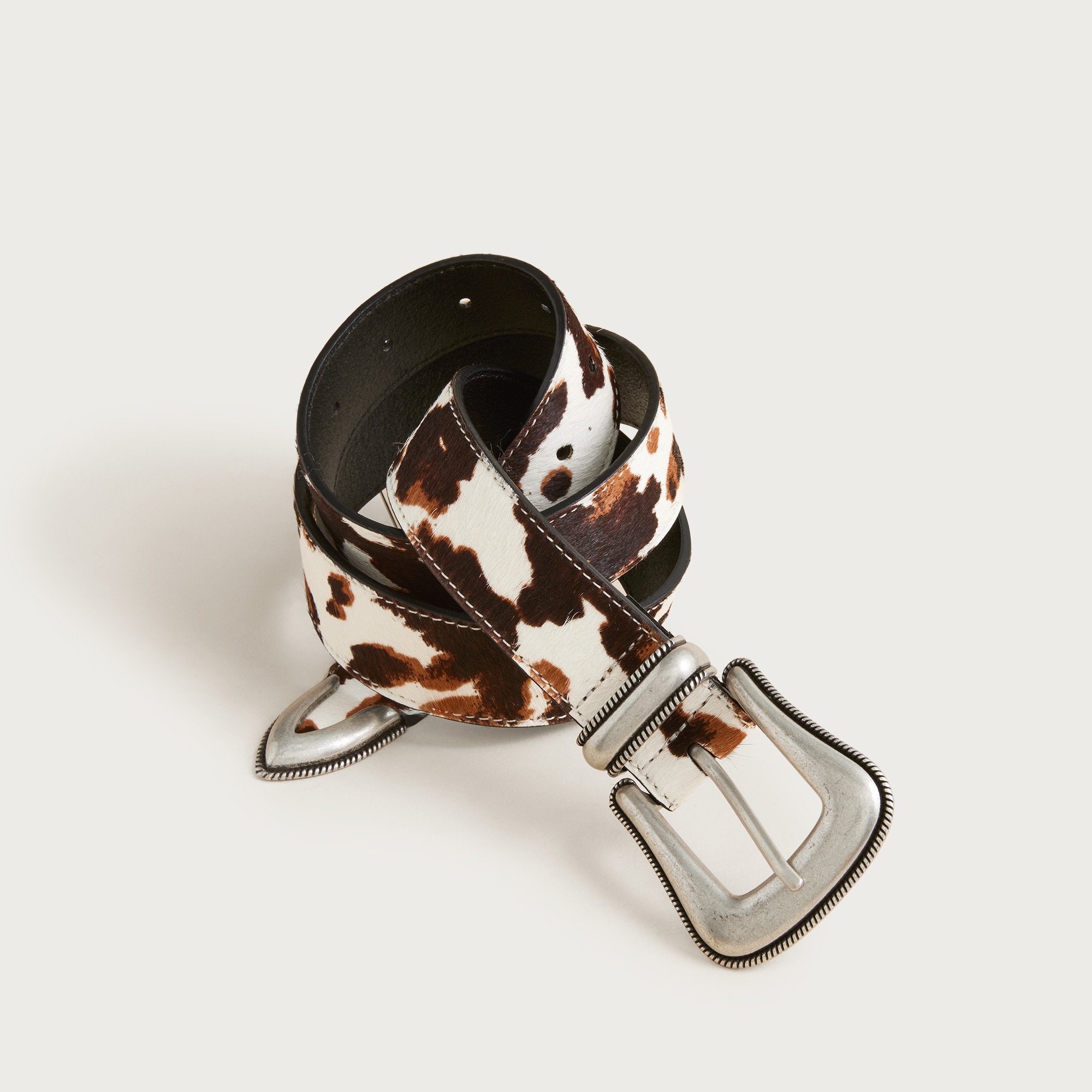 Western Buckle Belt in Printed Calf Hair