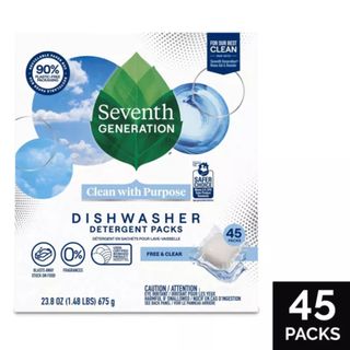 A white packet of seventh generation dishwasher tablets