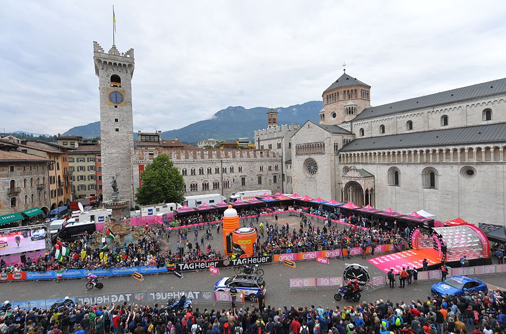 Start of stage 16 time trial in Trento at the Giro d'Italia